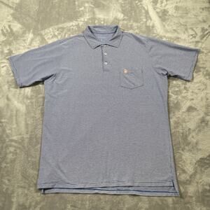 B Draddy Polo Shirt Mens Large Blue Stripe Golf Activewear Stretch Performance